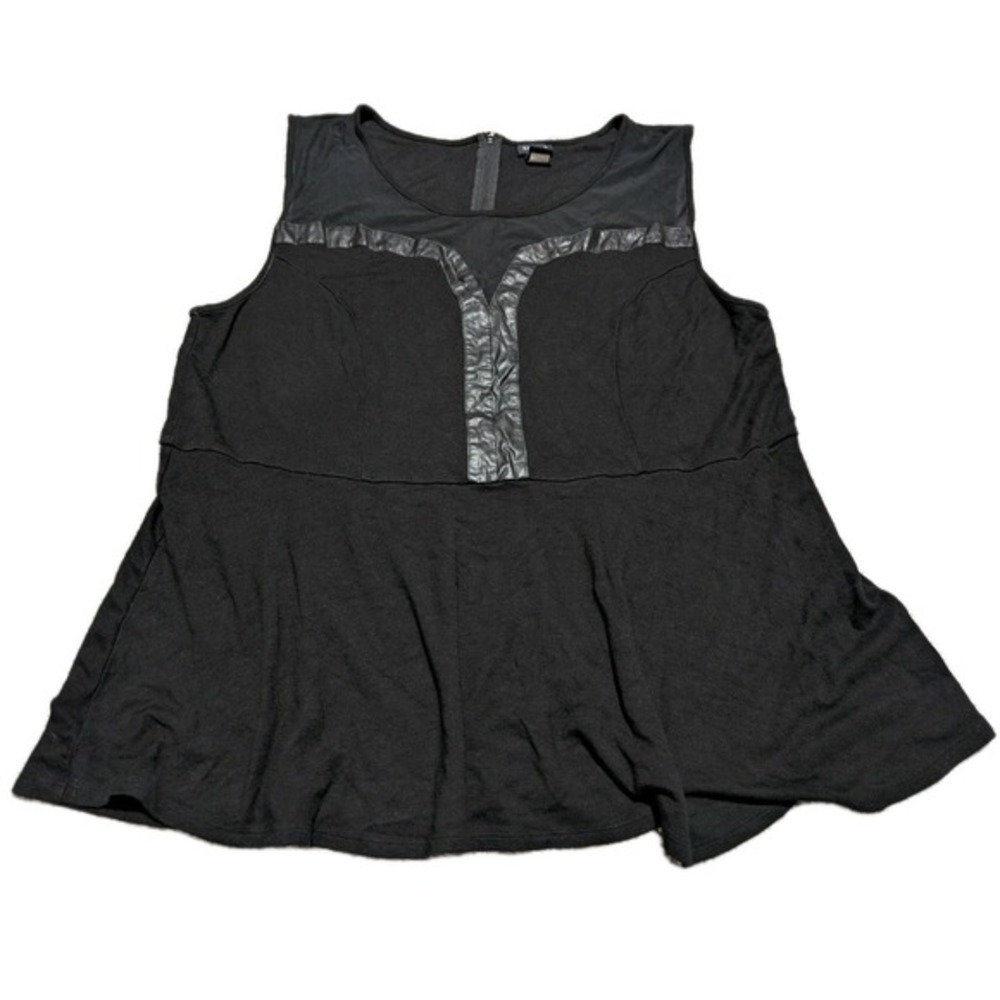 Torrid Womens Faux Leather Top Size‎ 4X Black Sleeveless Tank Peplum